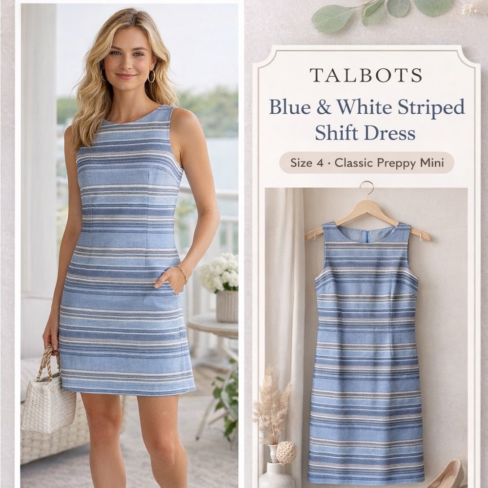 Talbots Blue and White Striped Mini Dress - Picture 6 of 6